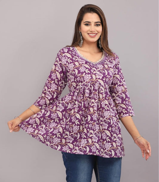 Cut Flower Cotton Top for Women & Girls