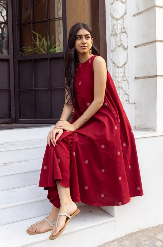 Casual Rayon Kurta with Side Pockets for Women Solid Red Kurti for Girls