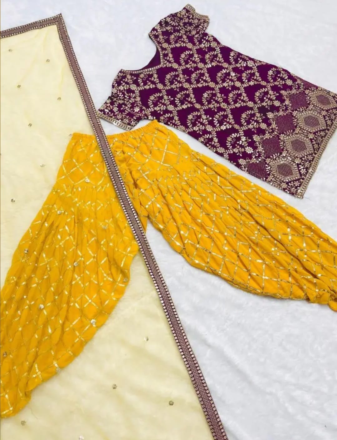 New Ready Made Cotton Purple Salwar Suit Set