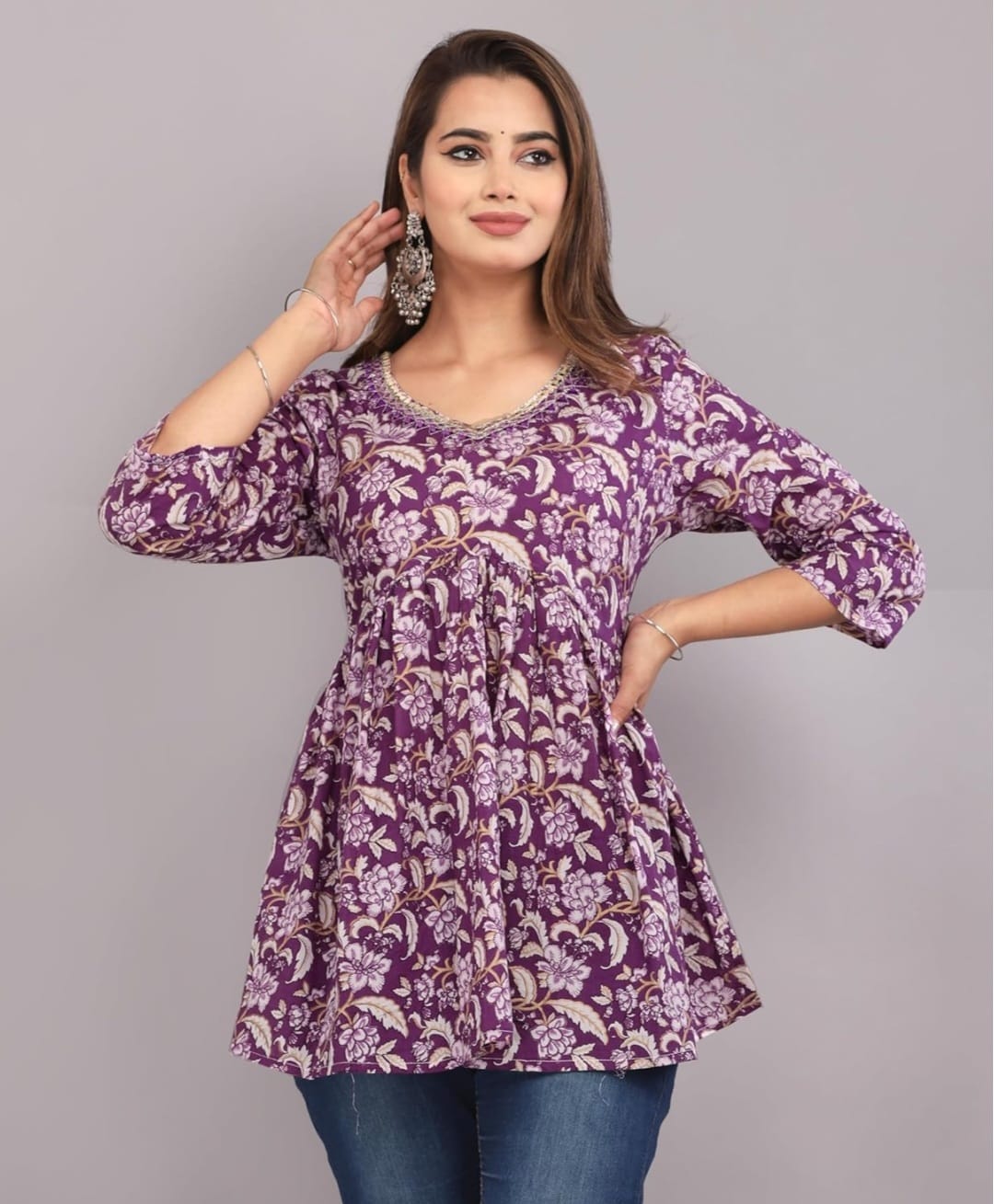 Cut Flower Cotton Top for Women & Girls