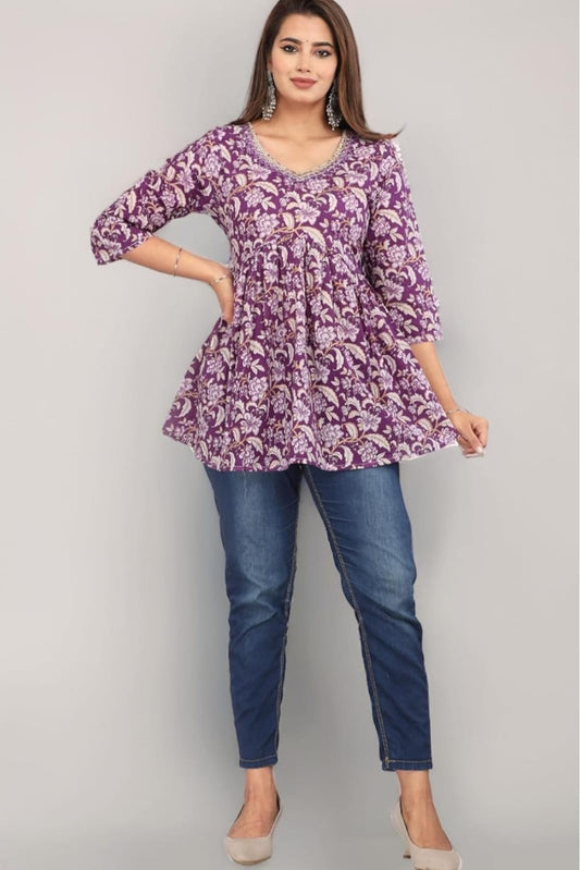 Cut Flower Cotton Top for Women & Girls