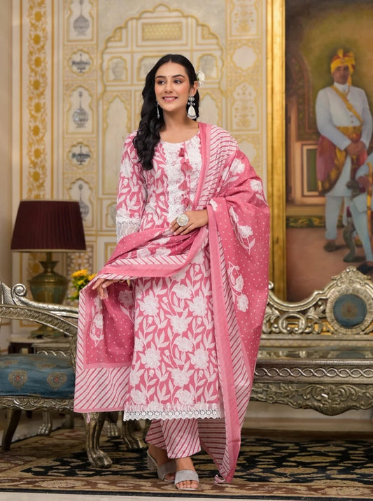 Peach summer Pure cotton suit set