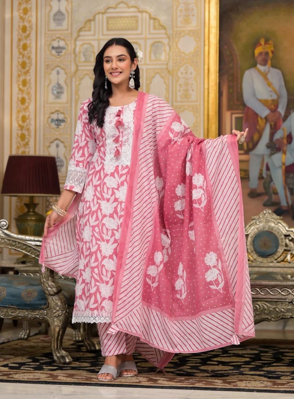Peach summer Pure cotton suit set