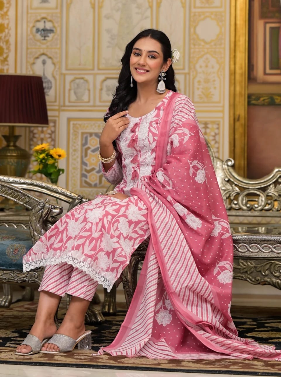 Peach summer Pure cotton suit set