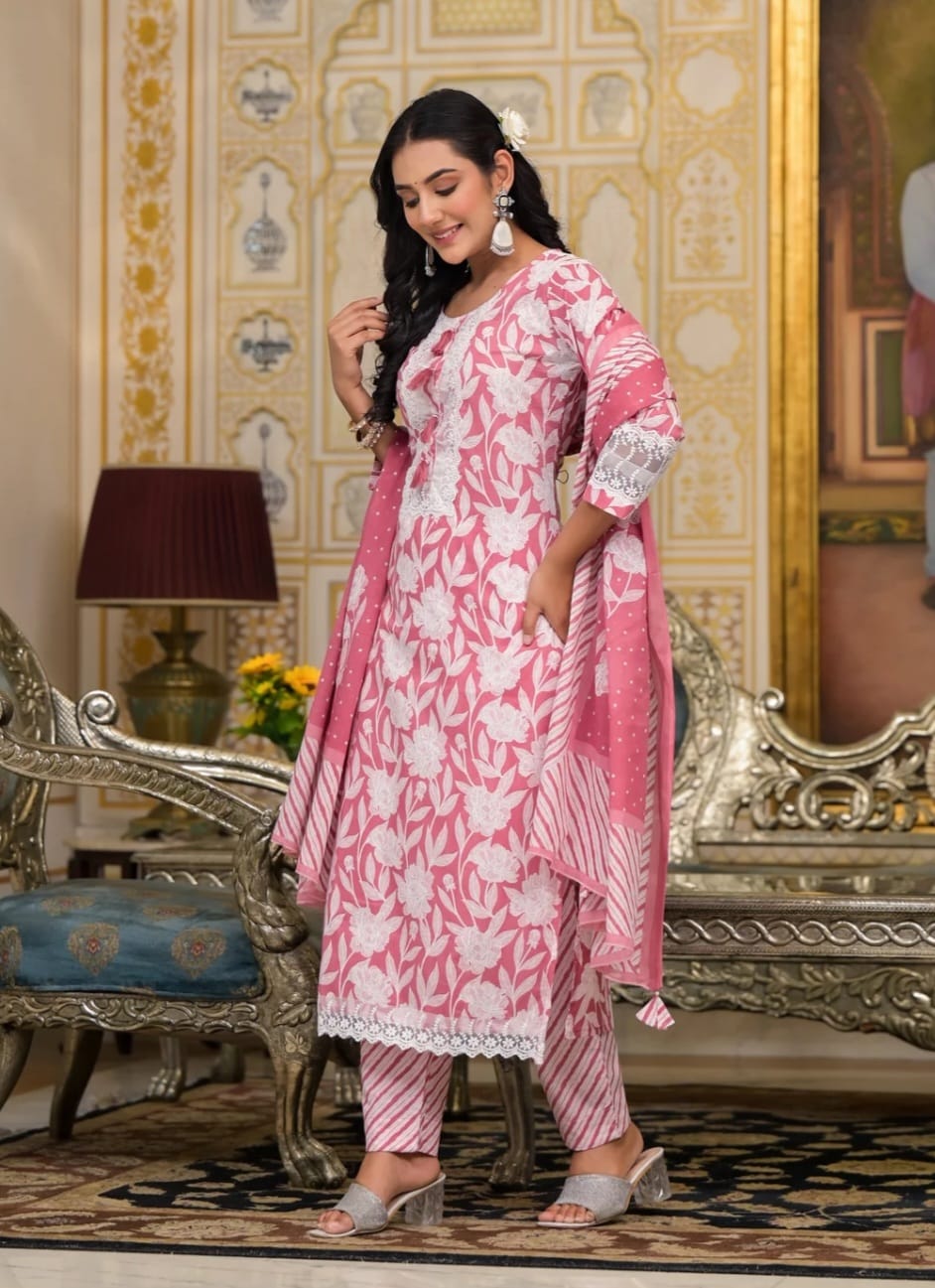 Peach summer Pure cotton suit set