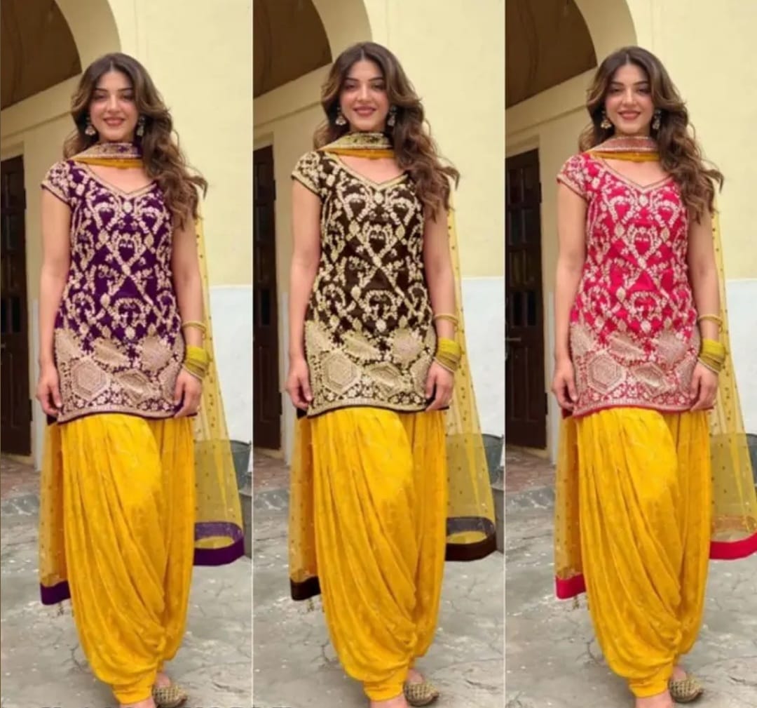 New Ready Made Cotton Purple Salwar Suit Set